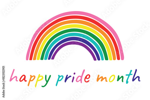 Free Download Colorful rainbow shape Gay pride flag Happy pride day LGBTQ community Pride Month Vector hand drawn doodle for posters, stickers, logo, cards - GFXLoad