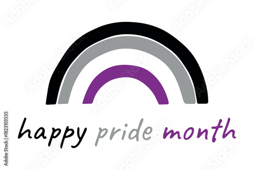 Colorful rainbow shape Asexual pride flag Happy pride day LGBTQIA community Pride Month Vector hand drawn doodle for posters, stickers, logo, cards