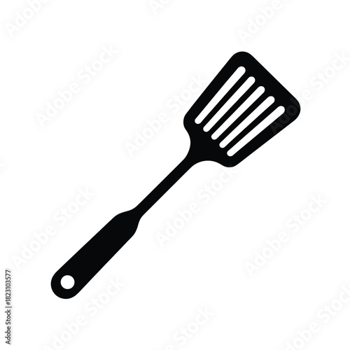 Black spatula kitchen utensil isolated on white background