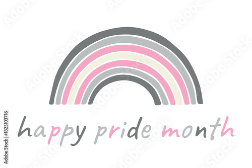 Colorful rainbow shape Demigirl pride flag Happy pride day LGBTQIA community Pride Month Vector hand drawn doodle for posters, stickers, logo, cards