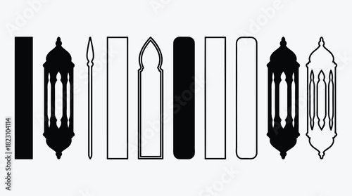 Eid Mubarak themed pattern with lanterns and geometric shapes design