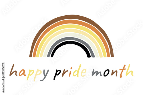 Colorful rainbow shape Bear brotherhood pride flag Happy pride day LGBTQIA community Pride Month Vector hand drawn doodle for posters, stickers, logo, cards