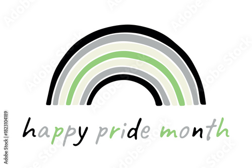 Colorful rainbow shape Agender pride flag Happy pride day LGBTQIA community Pride Month Vector hand drawn doodle for posters, stickers, logo, cards