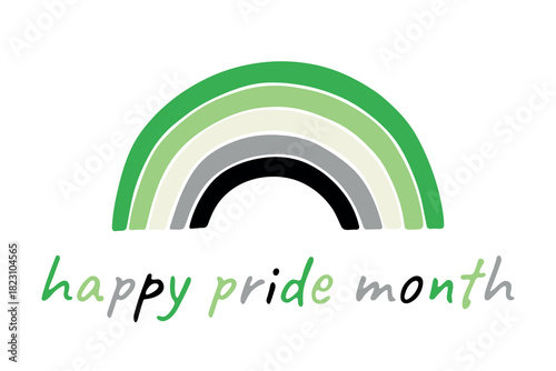 Colorful rainbow shape Aromantic pride flag Happy pride day LGBTQIA community Pride Month Vector hand drawn doodle for posters, stickers, logo, cards
