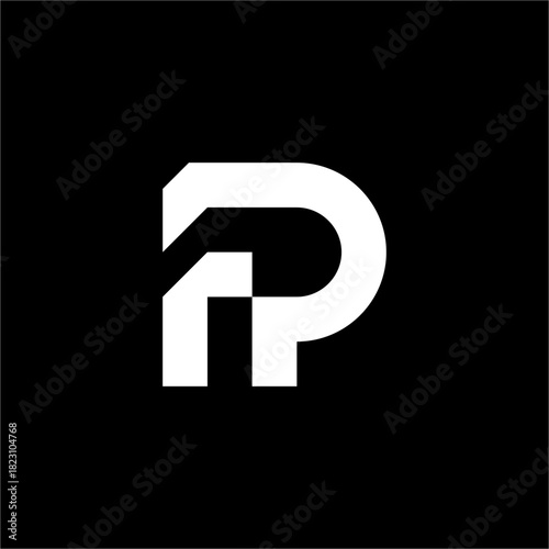 Sleek, geometric PF or FP logo with rounded quadrants. Conveys dynamic flow and sophistication. Perfect for luxury consulting or apparel.