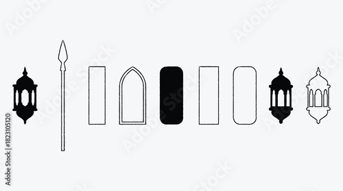 Set of vector design elements for Islamic and Arabic themes