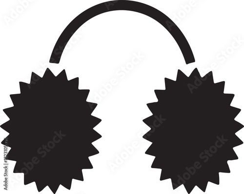 Silhouette of earmuffs providing protection from cold during winter season weather