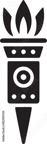 Torch illustration of flame with ancient fire with abstract bright power design