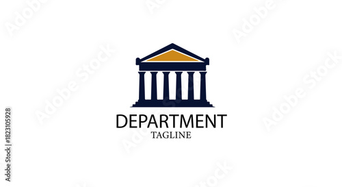 Ancient Pillar Building Logo Vector – Classic Column, Government, Department Emblem
