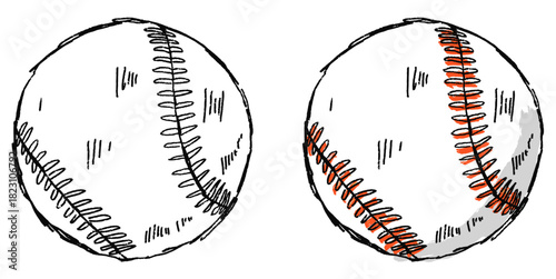 Grunge Sketch Handdrawn Baseball Ball Vector Ideal for sports, fitness, and expressive projects, featuring a distressed ball drawn with a raw, ink-splatter sketch aesthetic.