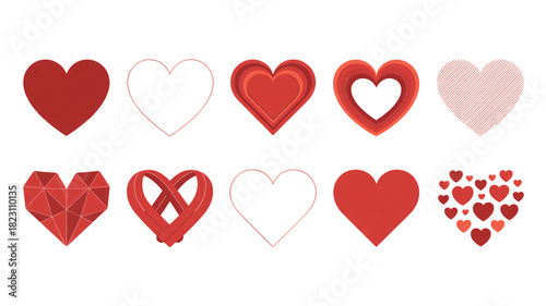 Expressive heart design set for Valentine's Day and romantic projects