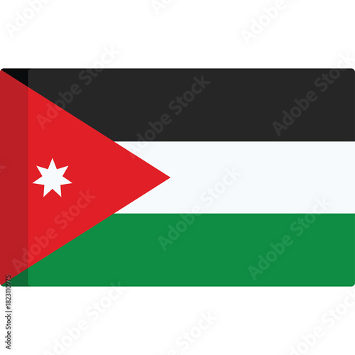 Free Download Jordanian National Flag With Star And Triangle Isolated On Transparent Background - GFXLoad