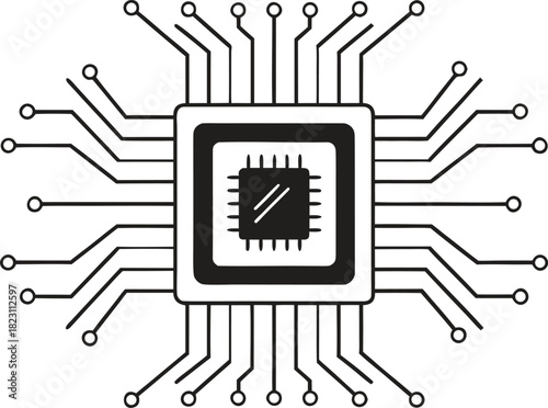 AI Chip Design Illustration. Advanced AI Chip Graphics. Modern AI Chip Outline. AI Chip Circuit Artwork. Futuristic AI Chip Elements. AI Chip Technology Design. High Tech AI Chip Illustration. AI Chip