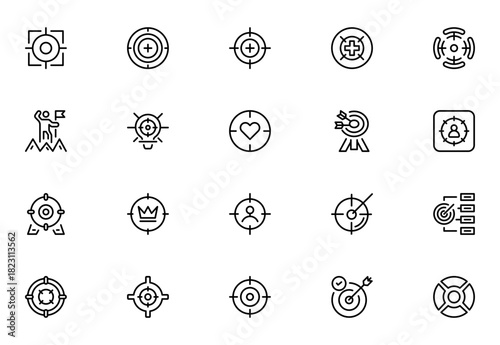 Aims line icon set. Related to win, achievement, goals, grow and more. Thin outline icons pack. Vector illustration