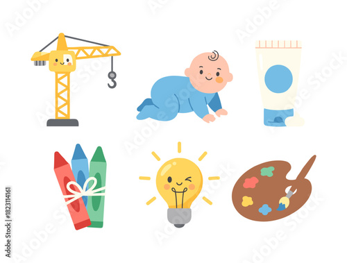 Childhood creativity and development icons collection