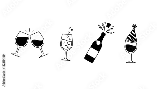 Wine Glass Celebration Simple Flat Vector Icon
