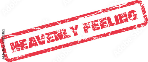 Red rubber stamp icon featuring the bold text Heavenly Feeling with a distressed grunged texture