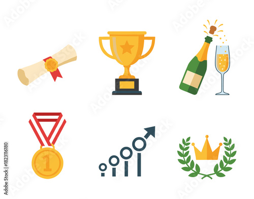 Achieving success collecting awards and celebrating victory