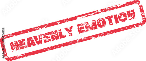 Red rubber stamp icon featuring the bold text Heavenly Emotion with a distressed grunged texture