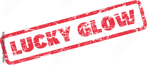 This striking red grunge style stamp clearly indicates the luminous words Lucky Glow