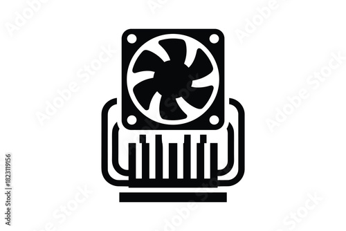 CPU cooler fan for computer processor cooling system. icon for computer hardware component