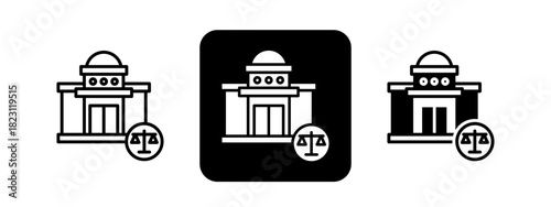 Legislature  Solid color and black line drawing vector illustration set
