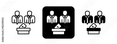 Elections  Solid color and black line drawing vector illustration set