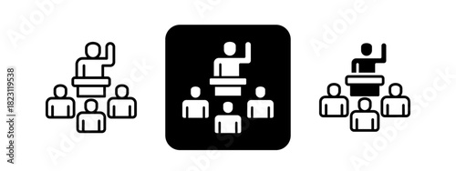 Representation  Solid color and black line drawing vector illustration set