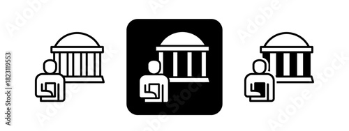 Civic  Solid color and black line drawing vector illustration set