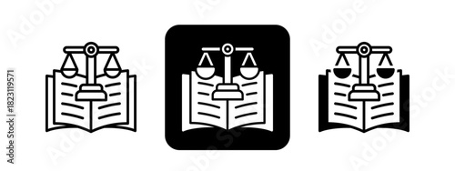 Constitution  Solid color and black line drawing vector illustration set