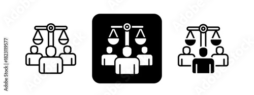 Human Rights  Solid color and black line drawing vector illustration set