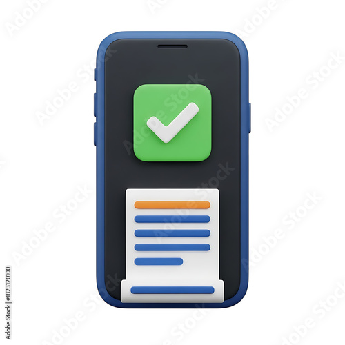 Smartphone with a completed form and a green checkmark icon