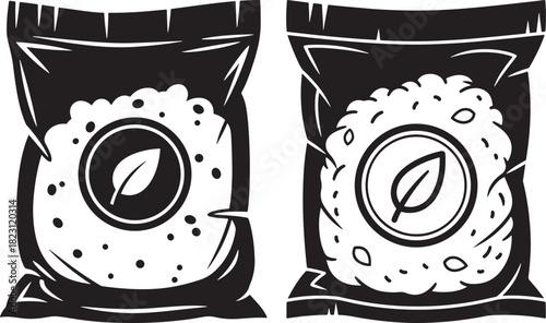 Two bags of cookies with leaf logo silhouette