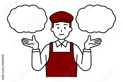 2つの選択肢を提案するカフェの男性店員