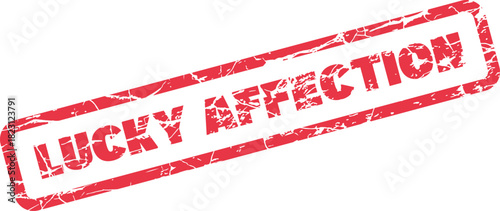 Lucky Affection distressed red rubber stamp impression representing fortunate love and cherished relationships