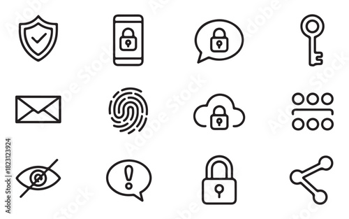 Vector set of web icons for internet and mobile communication design with email, phone, home, and business symbols