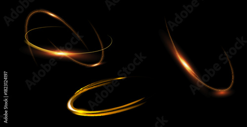 Curve golden line light effect. Smooth holiday light line with lighting effects. Light cool whirlwind. curve light effect