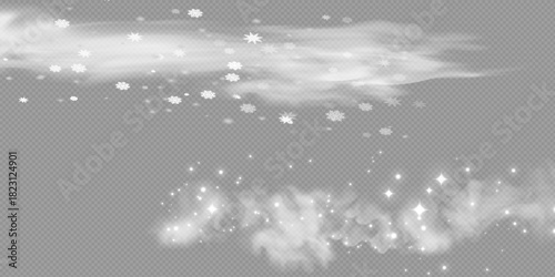 Snow and wind on a transparent background. White gradient decorative .vector illustration. winter and snow with fog. wind and fog