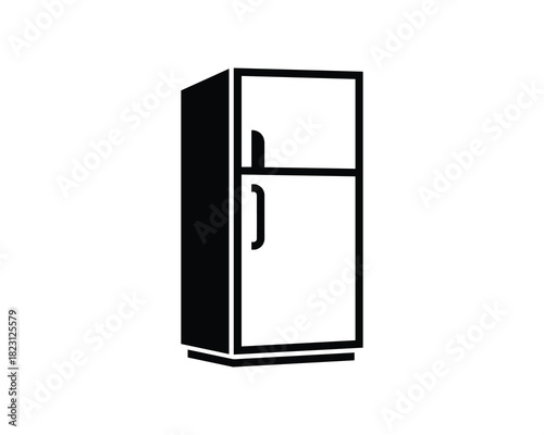 Modern two-door refrigerator icon. Simple style appliance for kitchen interior. Electronic equipment for home.