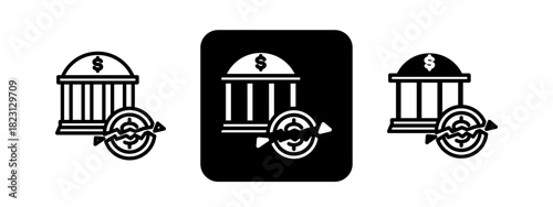 Bankruptcy  Solid color and black line drawing vector illustration set