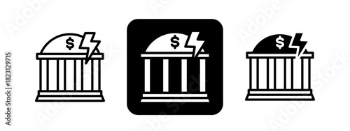 Crisis  Solid color and black line drawing vector illustration set