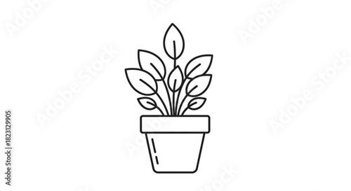 Potted plant icon representing growth, nature, interior decoration, and environmental care, perfect for web, print, and branding projects.