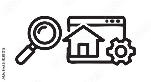 Magnifying glass icon for search and discovery in vector format