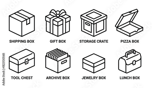 Shipping box gift box storage crate pizza box tool chest archive box jewelry box lunch box.
