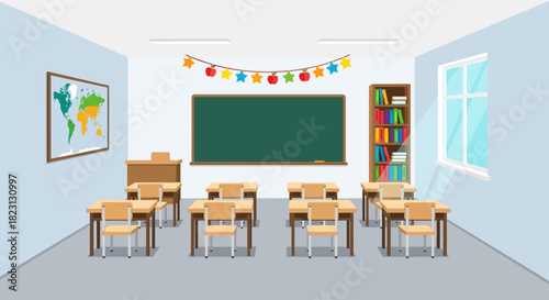 An Empty Classroom Setting for Learning and Education in the Education Field