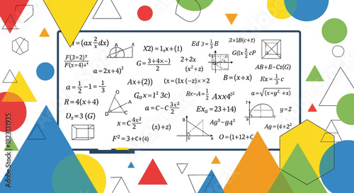 Mathematics & Geometry Concepts An Educational Background with Geometric Shapes