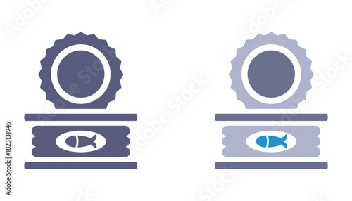 Canned fish icon. Flat illustration.