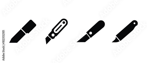 Utility knife and cutter blade set, Craft, Box, and stationery tool vector