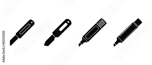 Vector utility knife on clean background