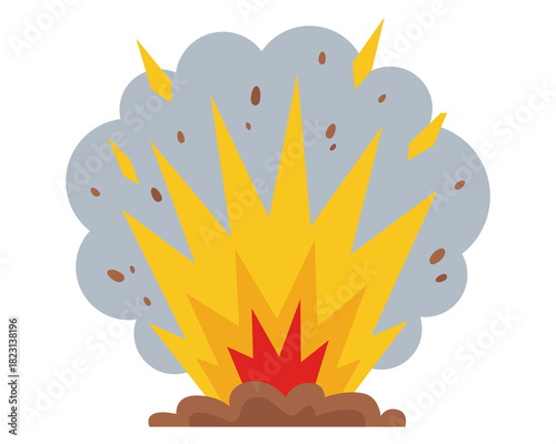 Fire explosion in war. Flat vector illustration.